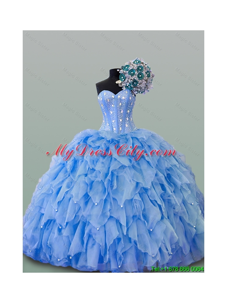 2015 Popular Sweetheart Quinceanera Dresses with Beading and Ruffles