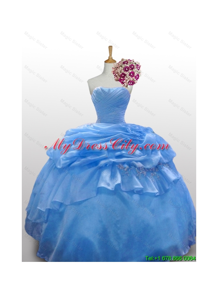 2015 Flirting Strapless Quinceanera Dresses with Paillette and Ruffled Layers