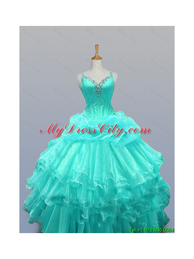 Decent Straps Quinceanera Dresses with Beading and Ruffled Layers