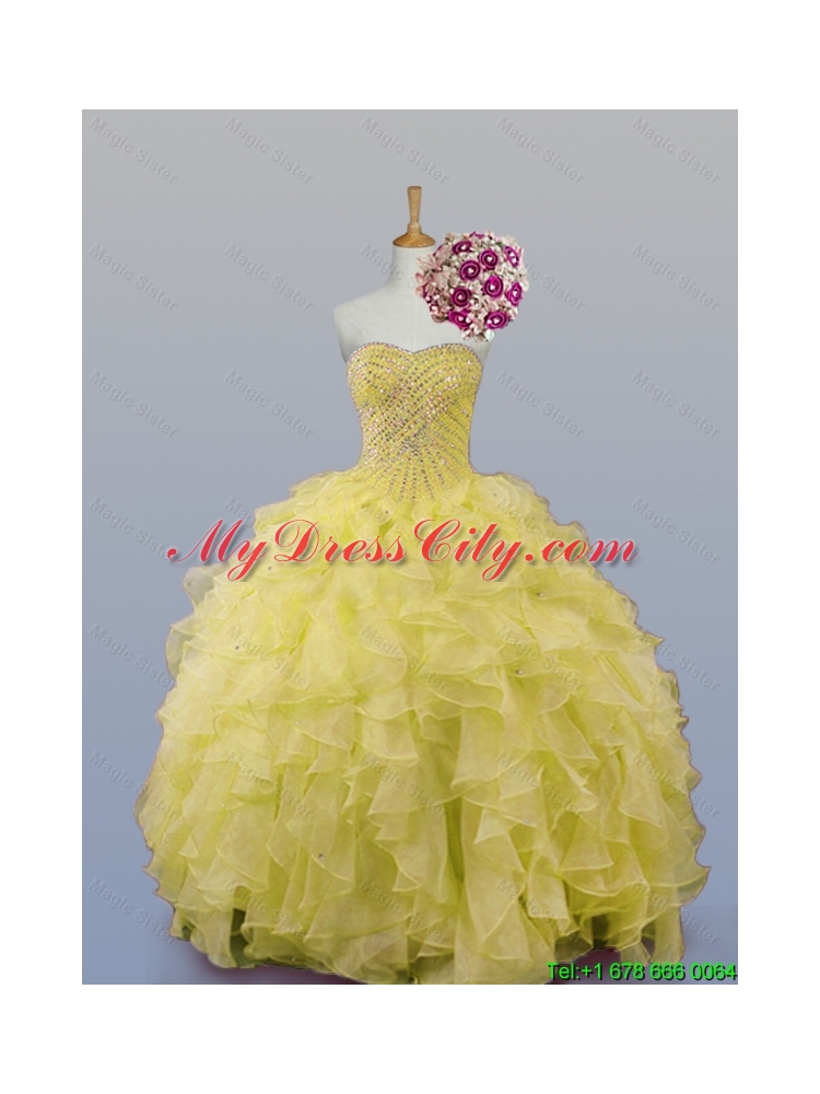 Popular Sweetheart Dress for Quince with Beading and Ruffles