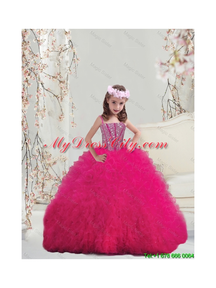 Detachable Sweetheart Beaded and Ruffles Wonderful Quinceanera Dresses in Hot Pink