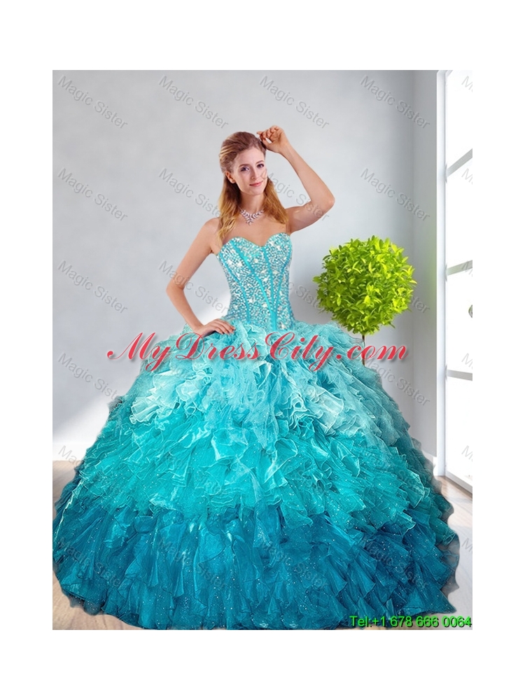 Popular Beaded Quinceanera Gown and Aqua Blue Dama Dresses and Pretty Multi Color Little Girl Dresses and Perfect Orange Prom Dresses