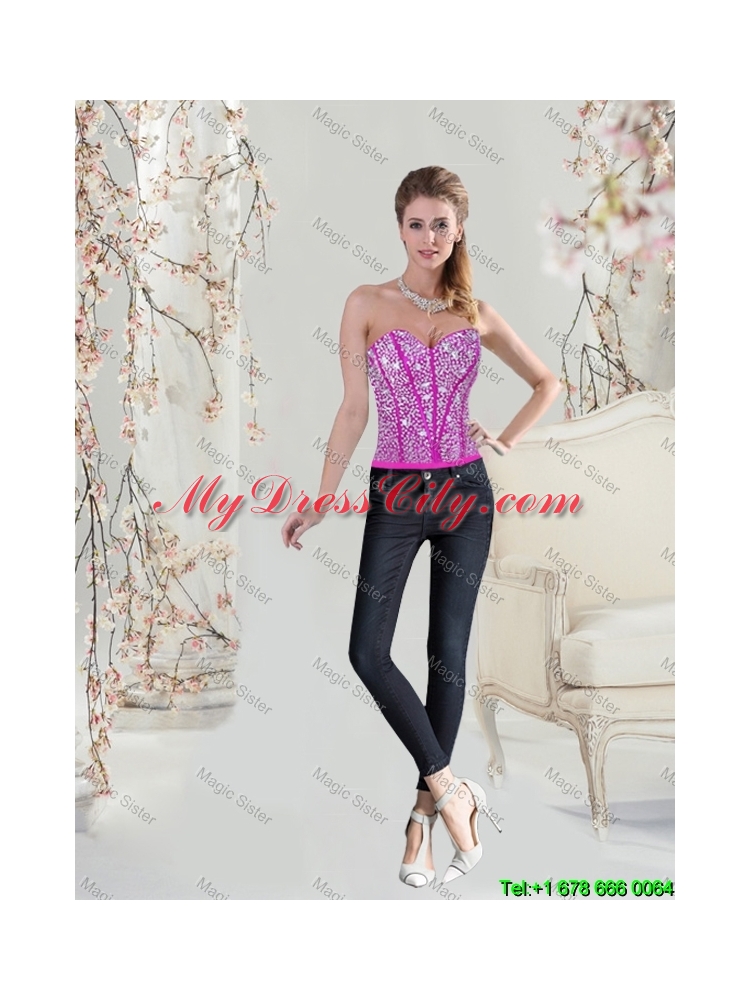 2016 Summer Detachable Sweetheart Fuchsia Quinceanera Dresses with Beading and Ruffles