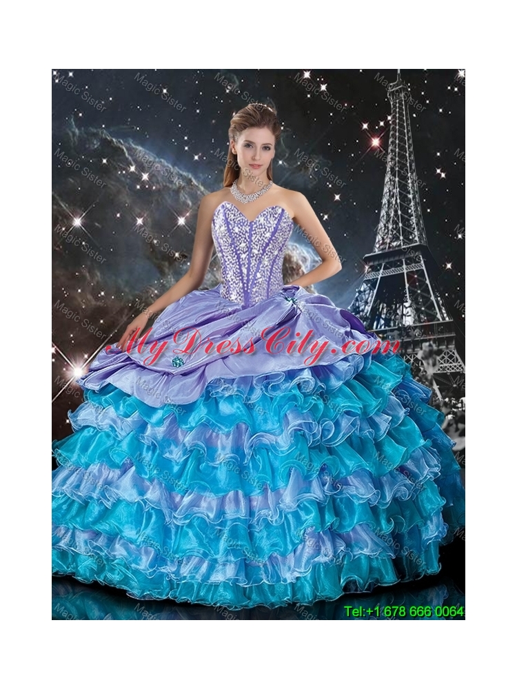 Luxurious 2016 Fall Multi Color Sweet 16 Dresses with Ruffled Layers and Beading