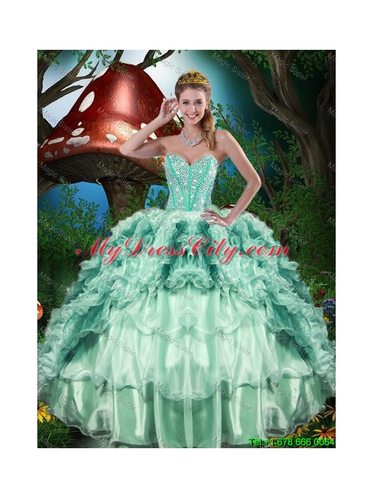 Luxurious 2016 Fall Sweetheart Quinceanera Dresses with Beading and Ruffles