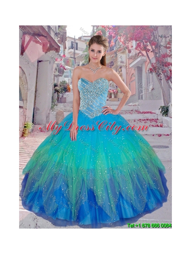 2016 Winter Perfect Multi Color Sweetheart Sweet 16 Dresses with Beading