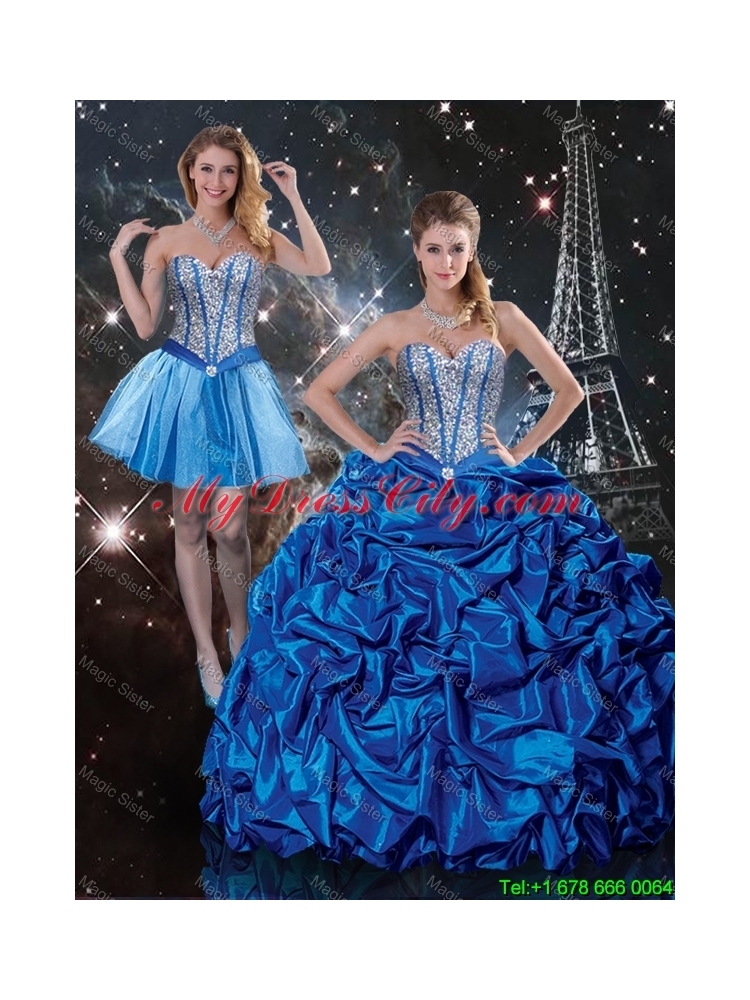 Beautiful 2016 Fall Sweetheart Detachable Quinceanera Dresses with Beading and Pick Ups
