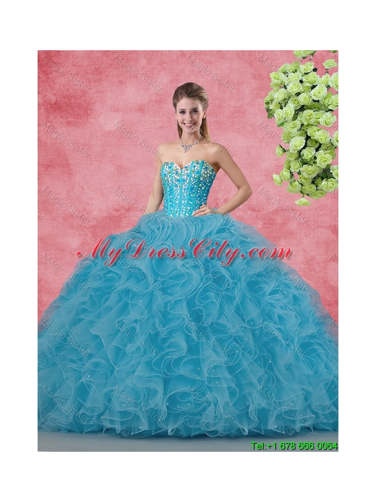 Wonderful Ball Gown Quinceanera Gowns with Beading and Ruffles