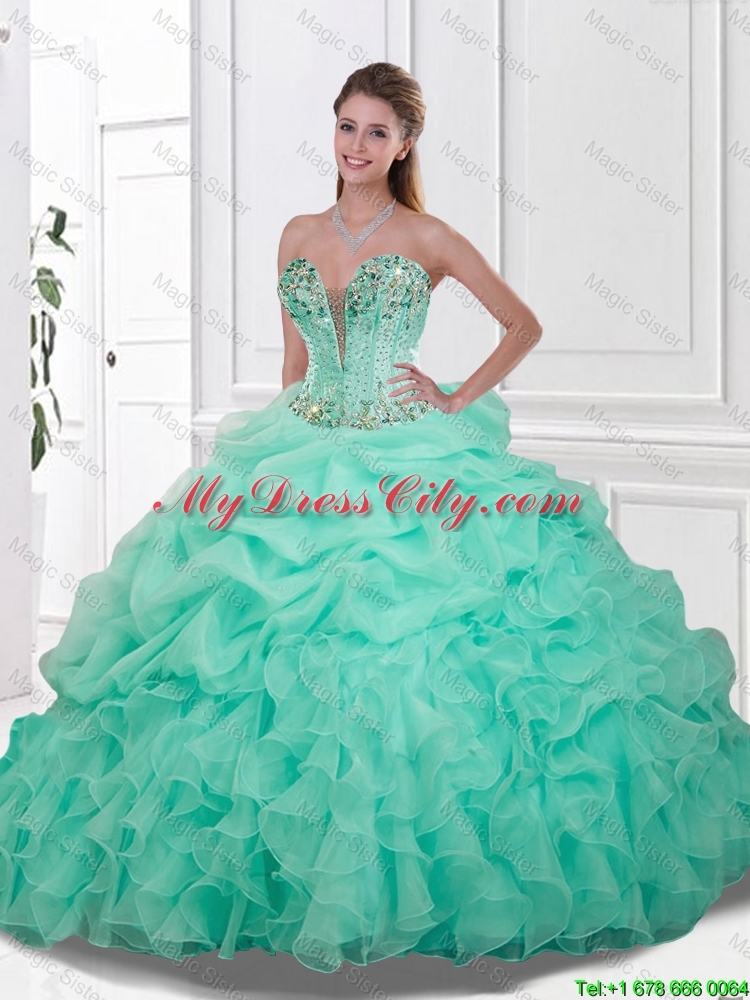 Beautiful Sweetheart Quinceanera Gowns with Beading and Ruffles