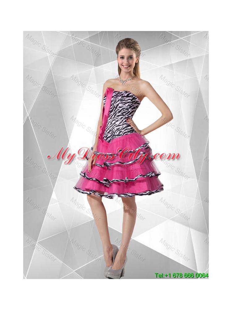 2016 Spring Discount A Line Strapless  Prom Dresses with Ruffled Layers