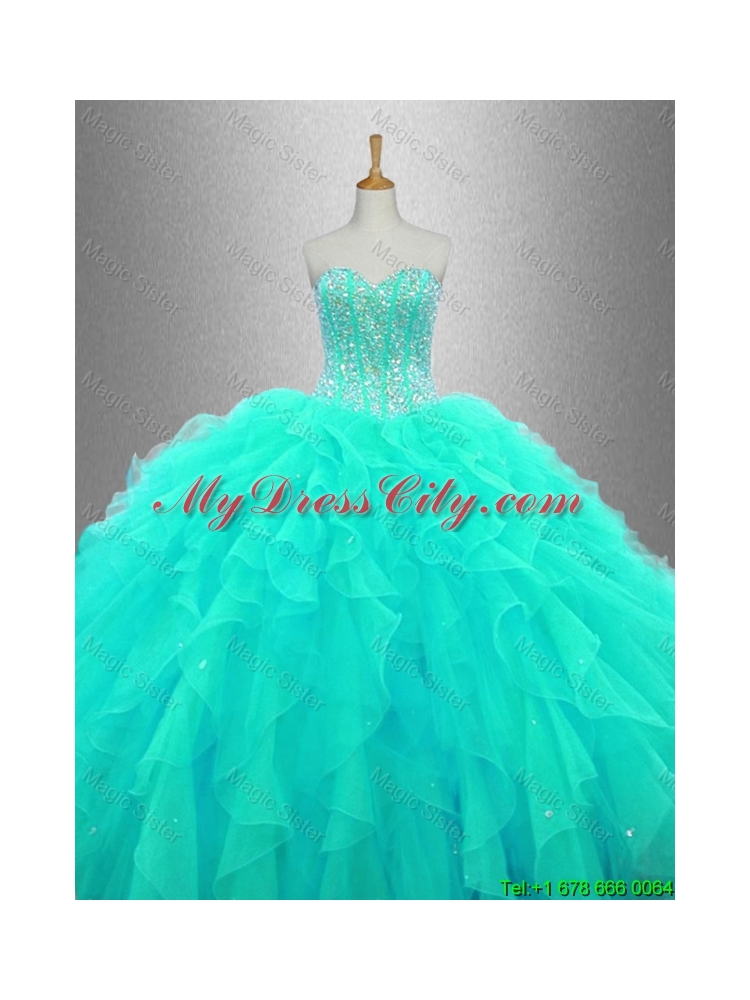 Ball Gown Elegant Sweet 16 Dresses with Beading and Ruffles