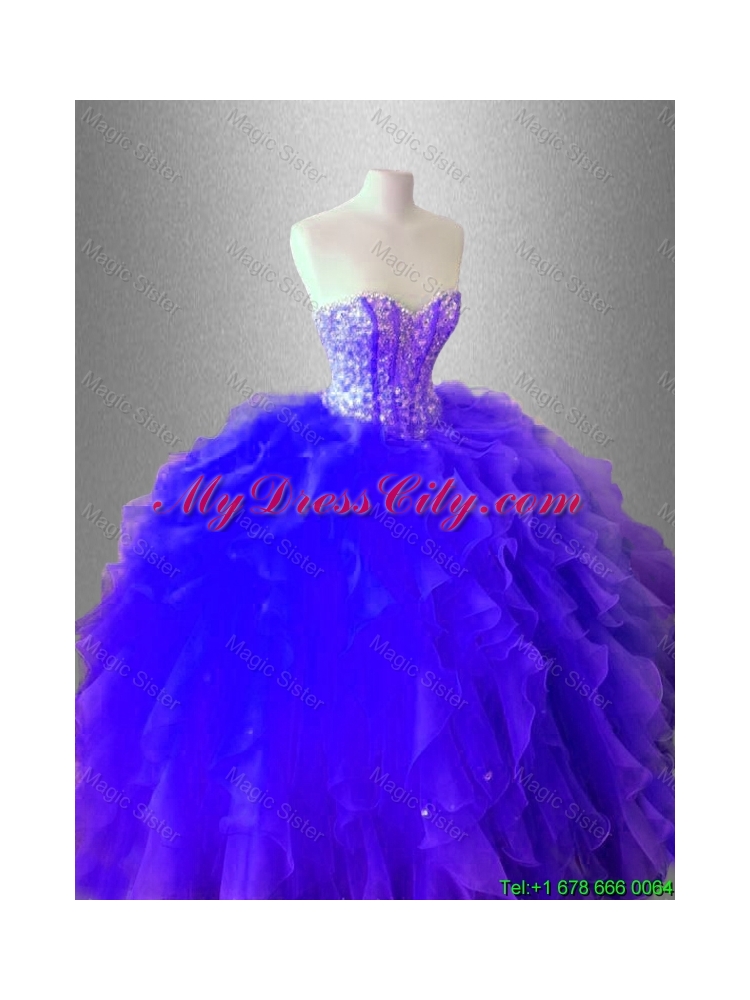 Luxurious Ball Gown Ruffles and Beaed Sweet 16 Dresses