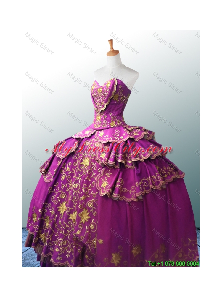 Lovely Sweetheart Ball Gown Fuchsia Quinceanera Dresses with Appliques