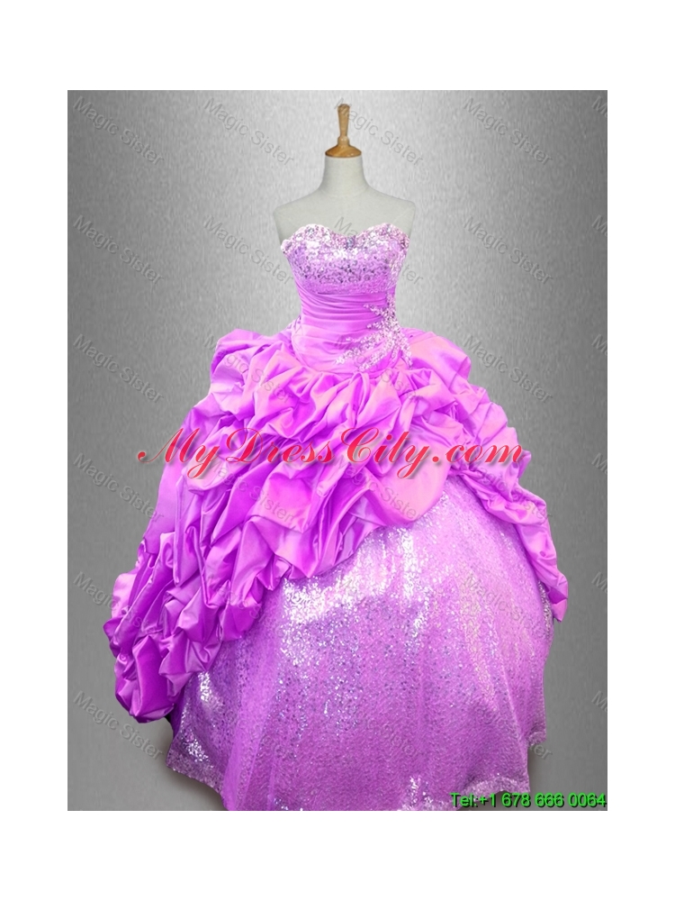 Beautiful Strapless Beaded Sweet 16 Dresses with Pick Ups