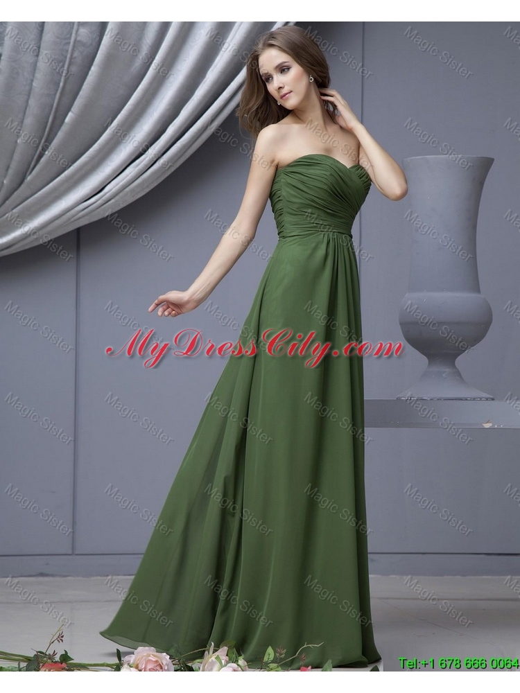 2016 Modern Empire Sweetheart Prom Dresses with Ruching