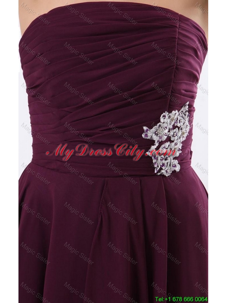 Luxurious Strapless Brown Short Prom Dress with Appliques