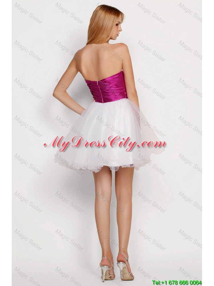 Pretty White Princess Short Prom Dresses with Beading and Belt
