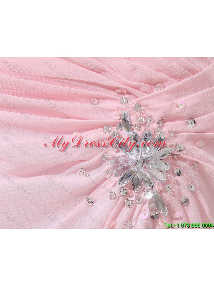 Cheap Column Brush Train Prom Dresses with High Slit and Beading