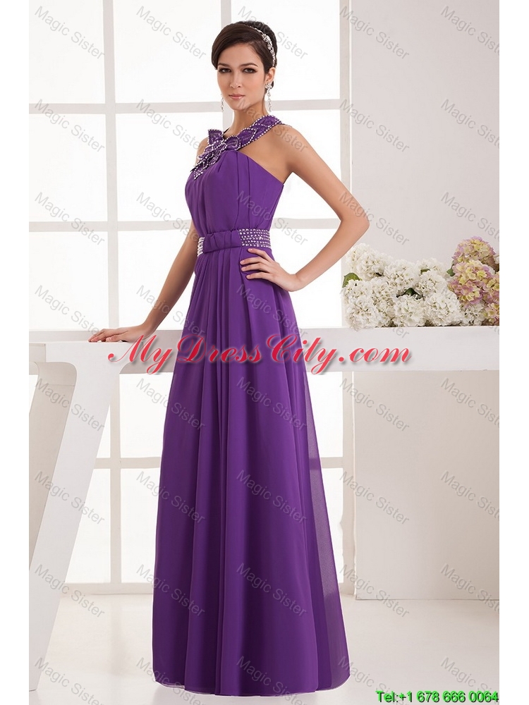 2015 Classical Empire Straps Prom Dresses with Beading