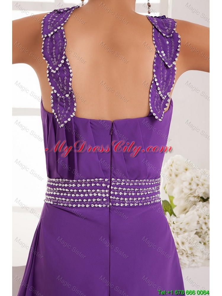 2015 Classical Empire Straps Prom Dresses with Beading