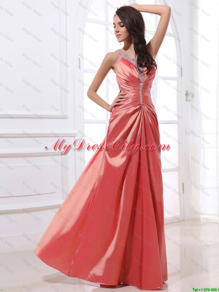 2016 New Style V Neck Beading and Ruching Prom Dresses