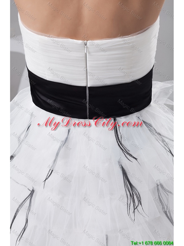 2016 Exquisite Belt and Ruffled Layers White Short Prom Dresses