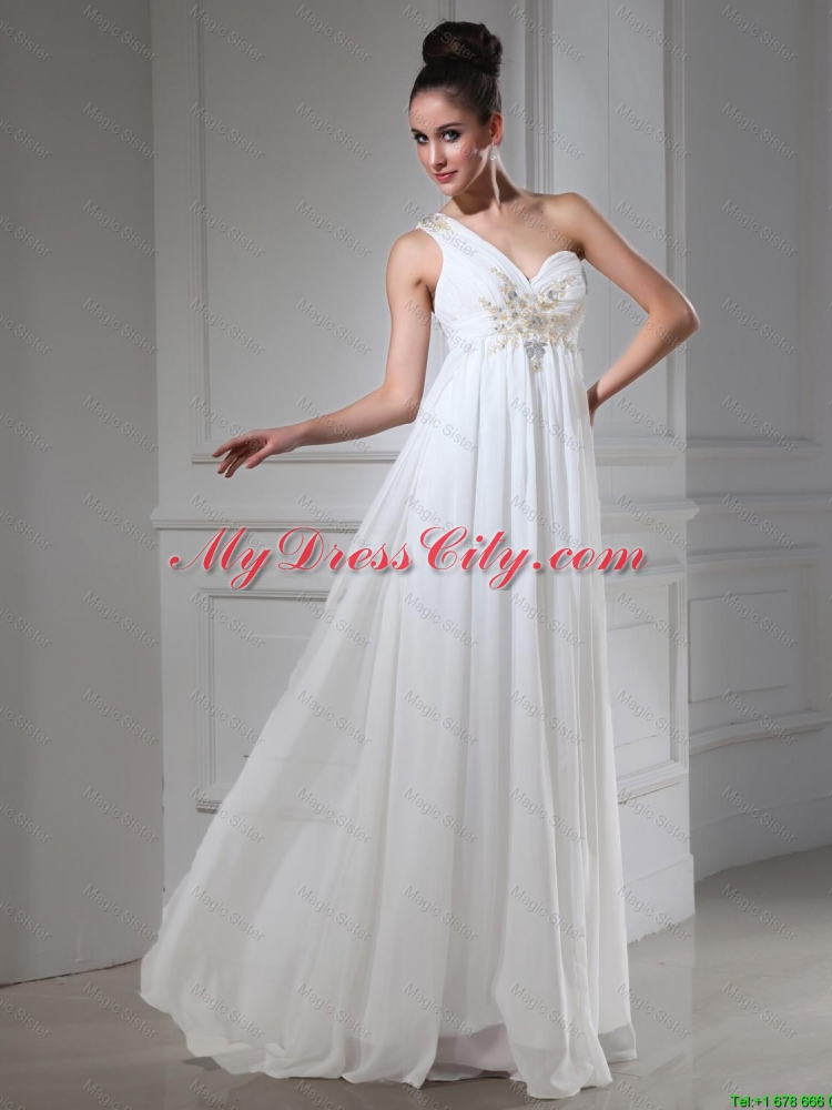 New Style Empire One Shoulder Prom Dresses with Beading and Sequins