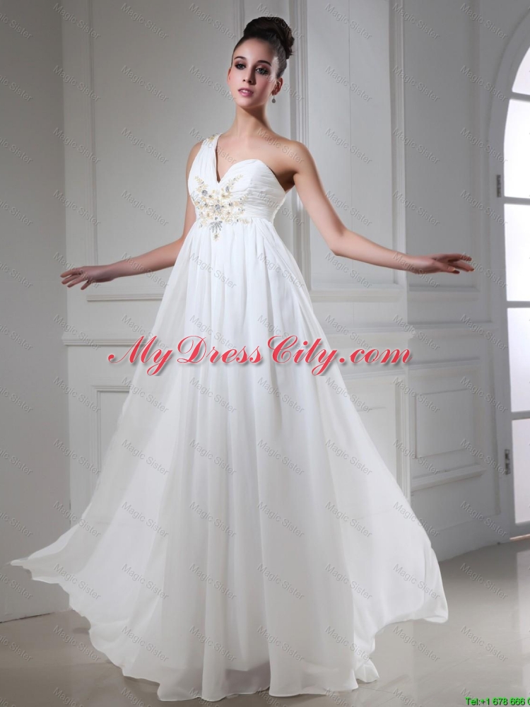 New Style Empire One Shoulder Prom Dresses with Beading and Sequins
