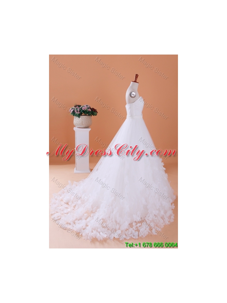 Custom Made A Line Sweetheart Wedding Dresses with Appliques