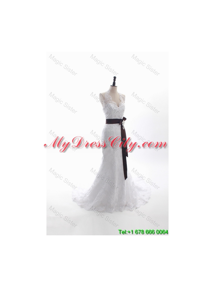 Custom Made Mermaid Halter Top Wedding Dresses with Beading