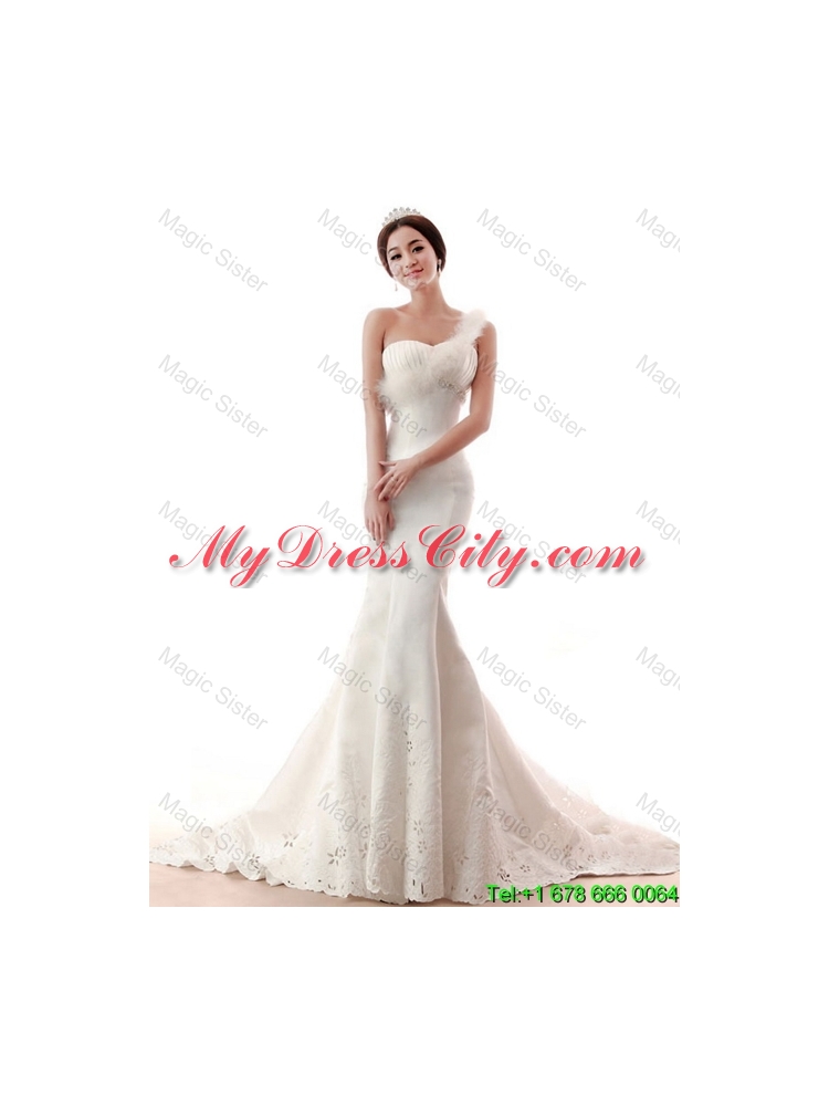 Exquisite Beading and Feather Mermaid White Wedding Dresses for 2016