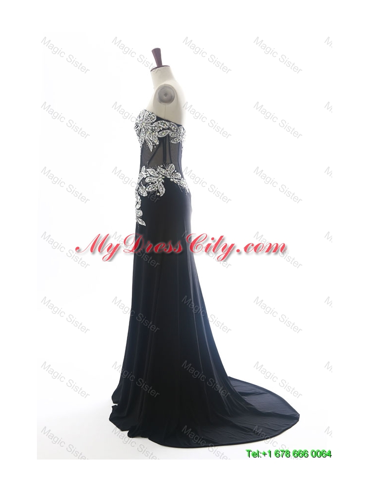 Gorgeous Sweetheart Beading Brush Train Prom Dresses in Purple