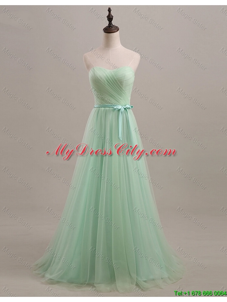 Exquisite 2016 Summer Apple Green Prom Dresses with Sweep Train