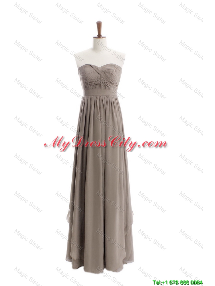 Cheap 2016 Empire Grey Long Prom Dresses with Ruching