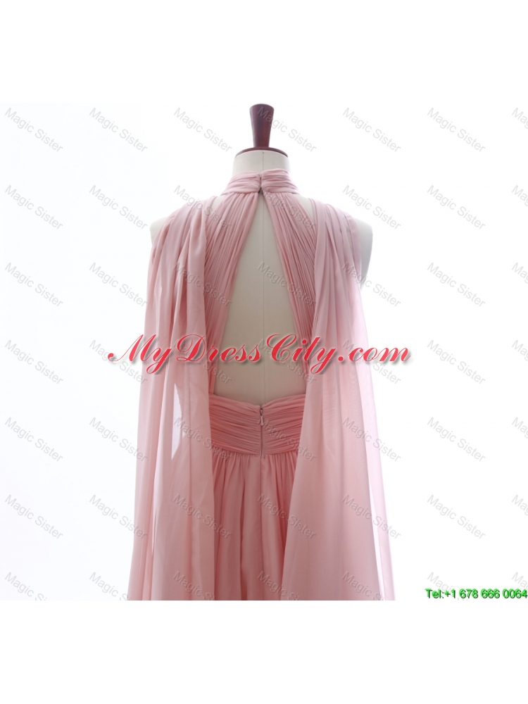 Discout Halter Top Pink Prom Dresses with Ruching