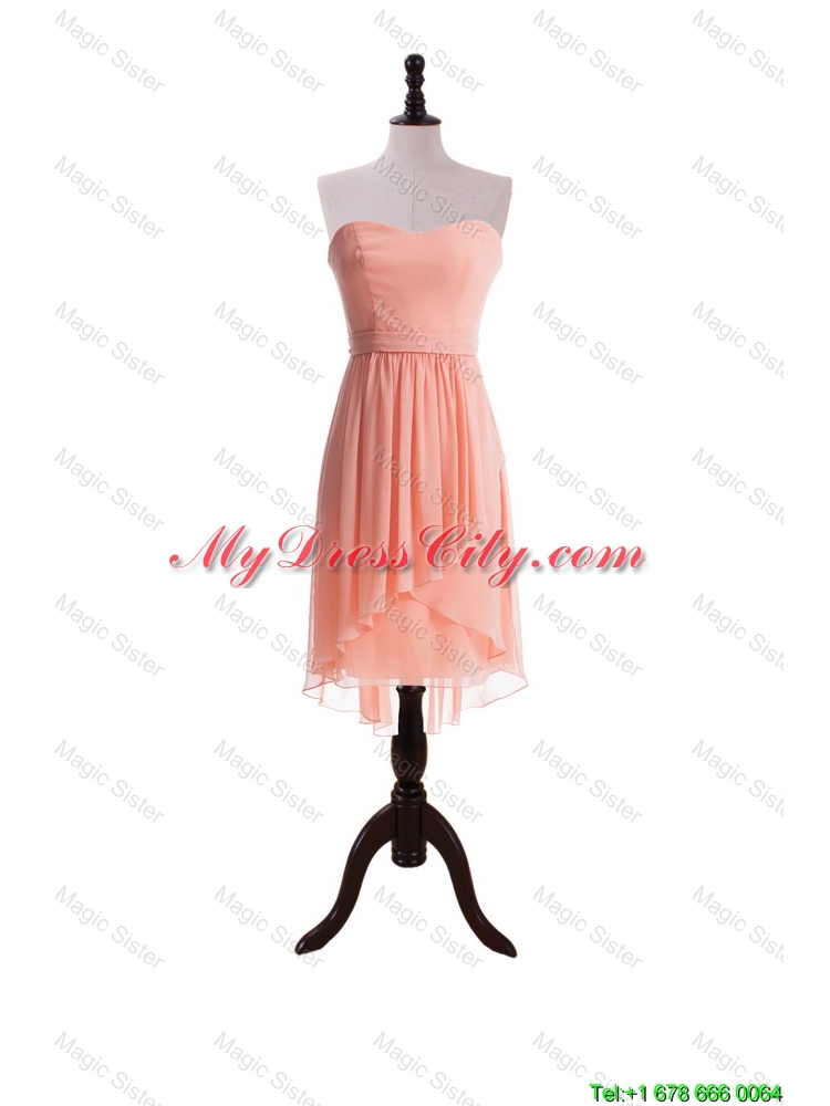 Watermelon Red Sweet Short Prom Dresses with Sashes