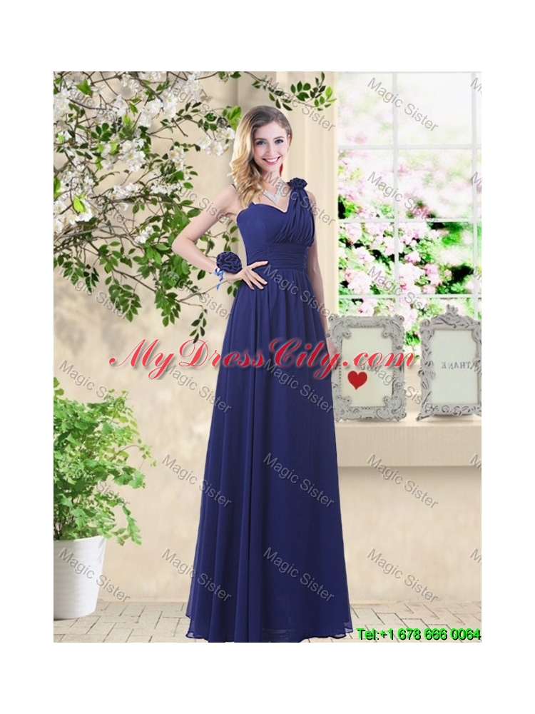 Comfortable One Shoulder Bridesmaid Dresses in Navy Blue