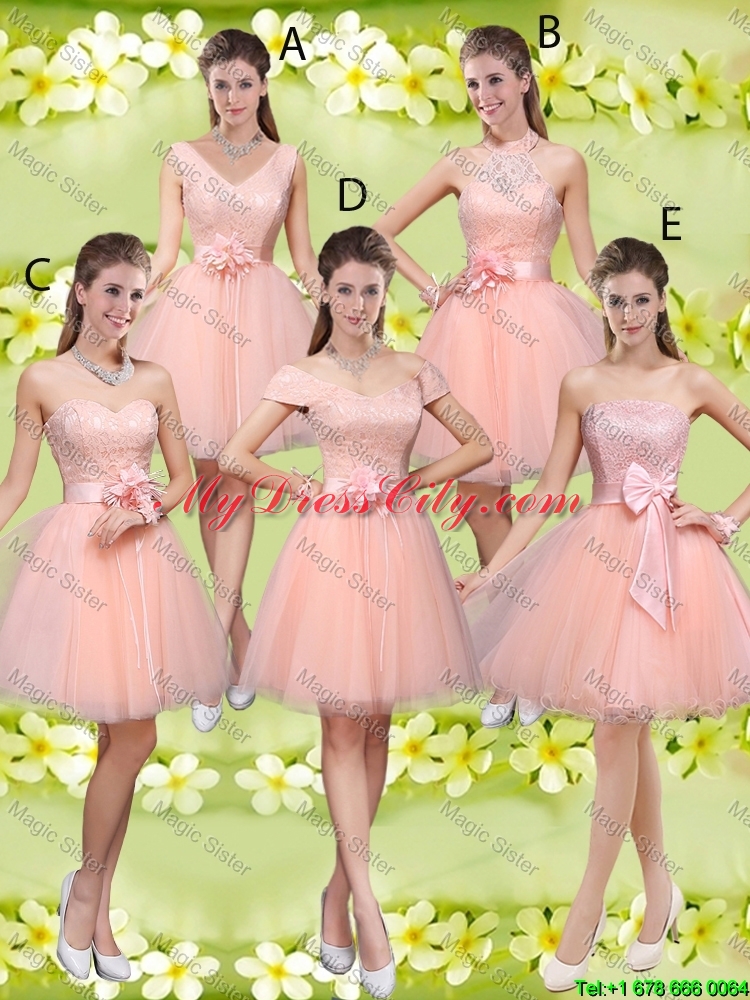 Elegant Sweetheart Baby Pink Bridesmaid Dresses with Appliques and Belt