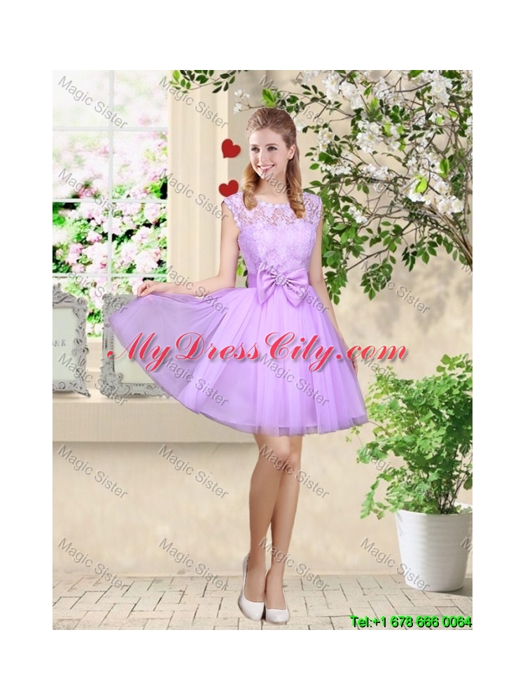 Simple A Line Strapless Lavender Bridesmaid Dresses with Belt