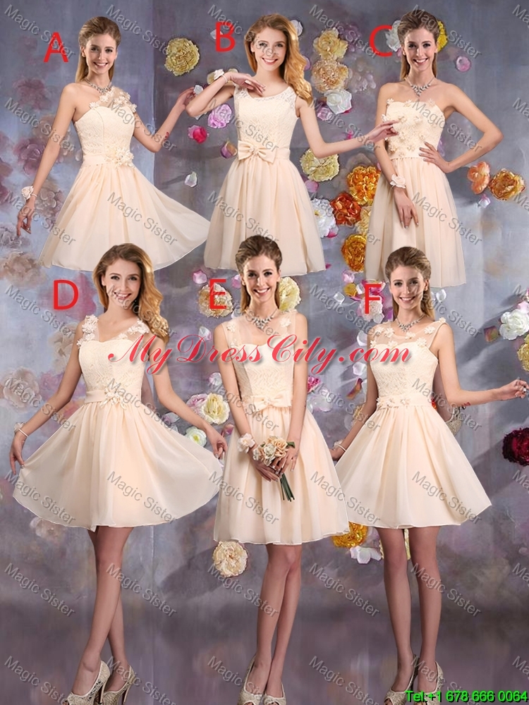 Delicate Champagne Prom Dresses with Hand Made Flowers