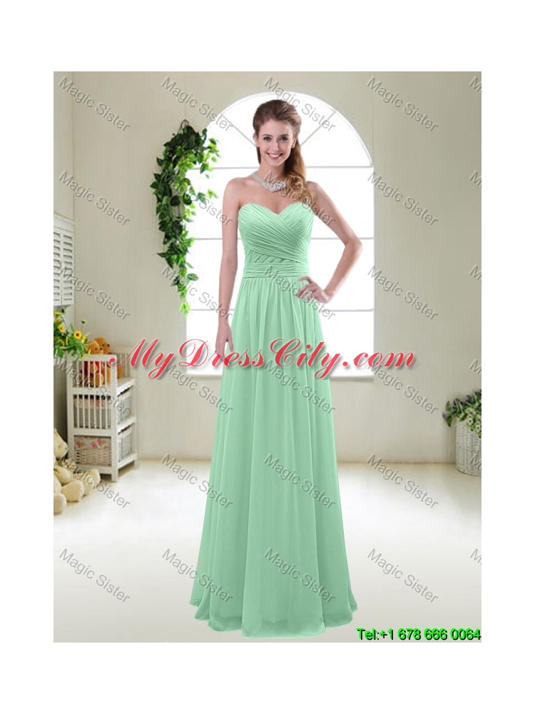 Comfortable Sweetheart Apple Green Prom Dresses with Ruching