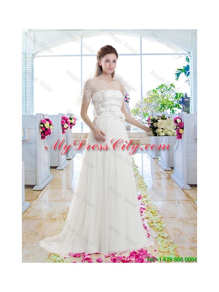 Latest Empire Appliques Bridal Gowns with Brush Train