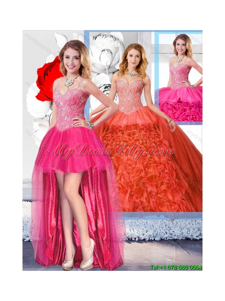 2015 Winter Latest Detachable Quinceanera Dresses with Beading and Ruffles