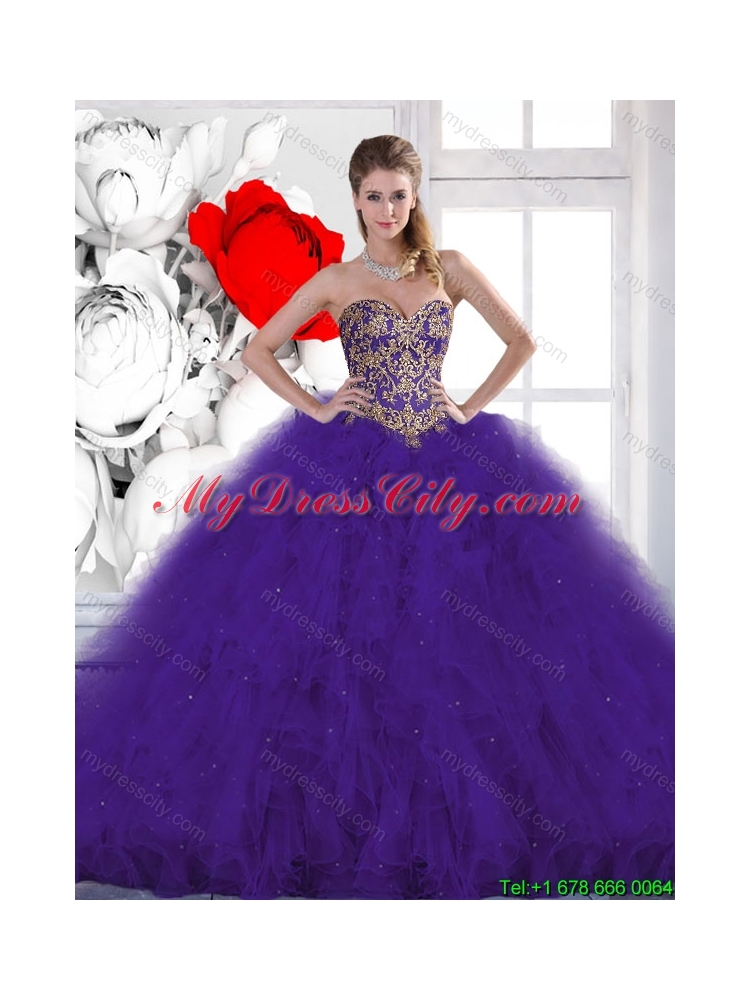 2015 Winter Luxurious Red Sweetheart Quinceanera Gowns with Beading