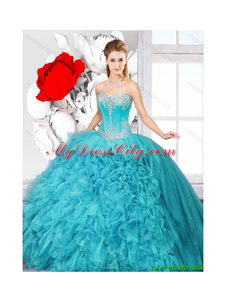 2016 Fall Hot Sale Ball Gown Sweet 16 Gowns with Beading and Ruffles