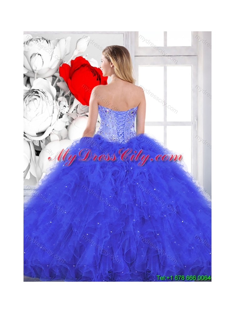 2016 Spring Fashionable Beading and Appliques Sweet 16 Gowns in Turquoise