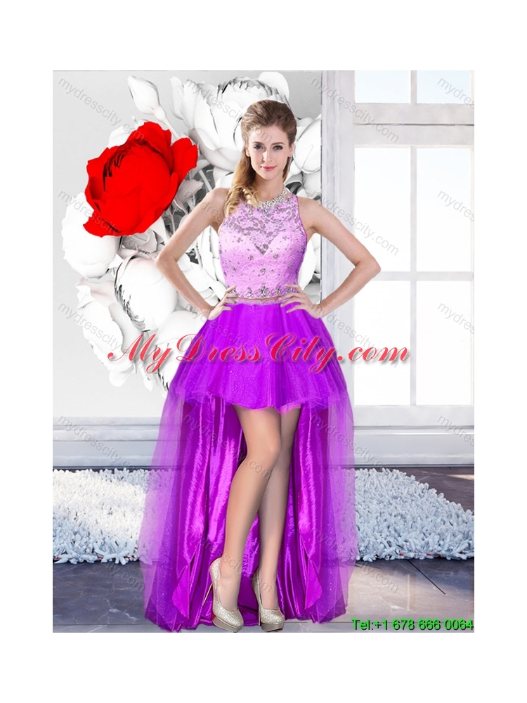 2016 Summer Cheap Hot Pink Detachable Quinceanera Dresses with Scoop