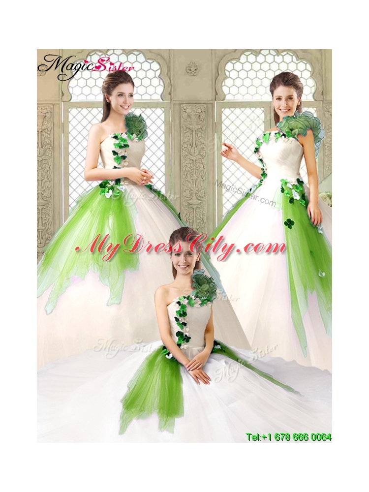 Cheap One Shoulder Sweet 16 Dresses with Appliques and Ruffles
