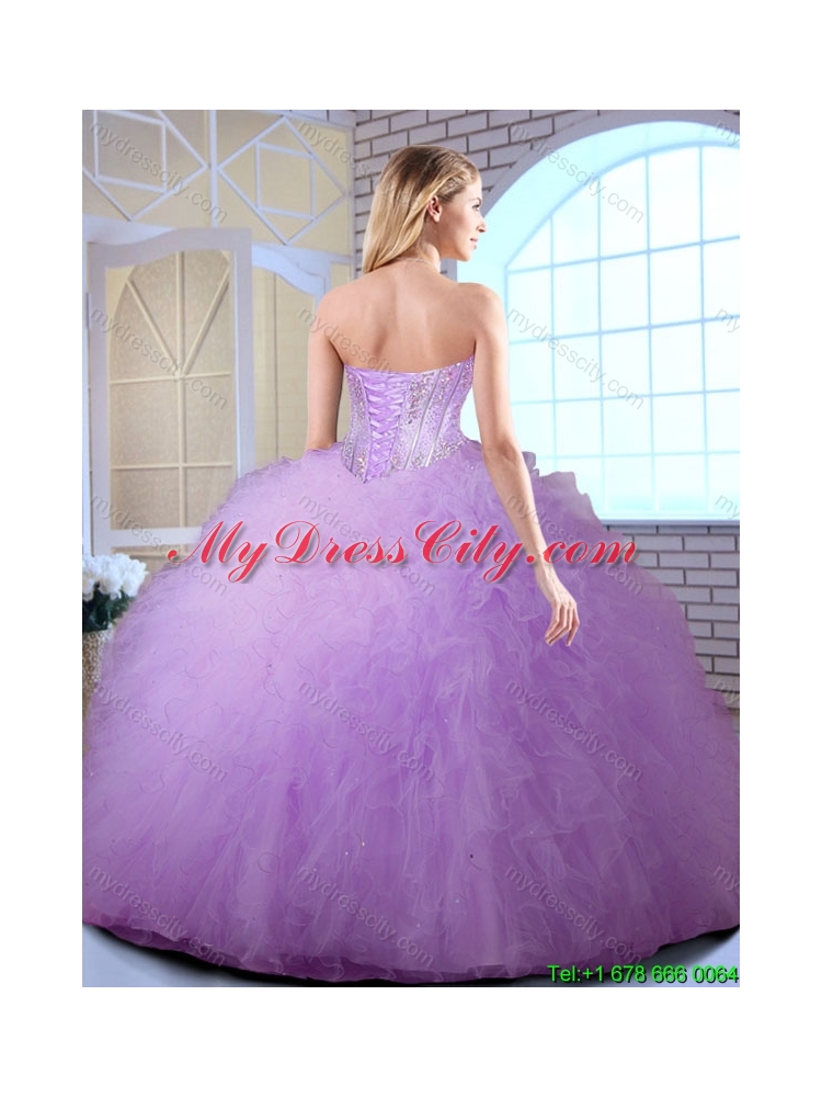 2016 Elegant Ruffles and Sequins Quinceanera Gowns in Coral Red