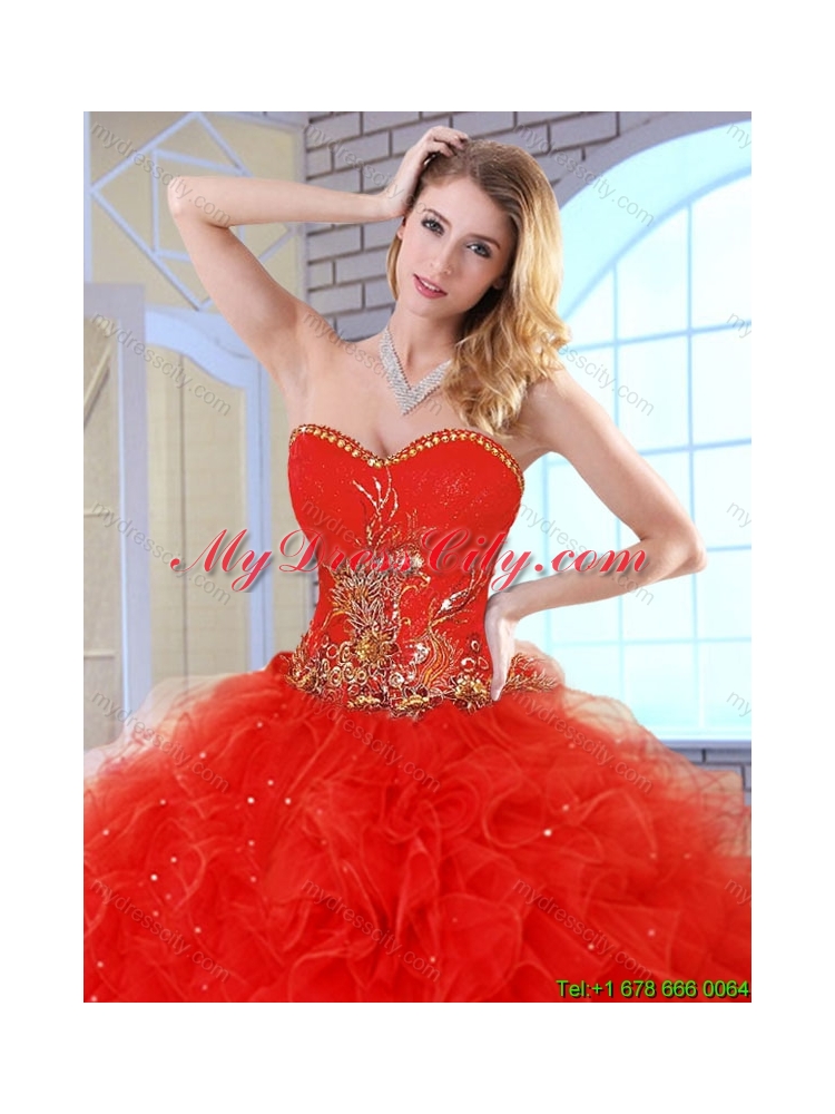 Fall Fashionable Appliques Sweet 16 Dresses in Champagne
